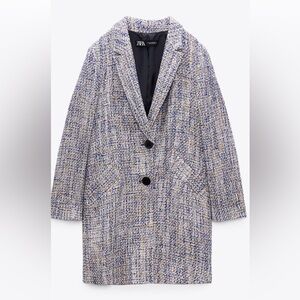 Zara wool blend long blazer textured
